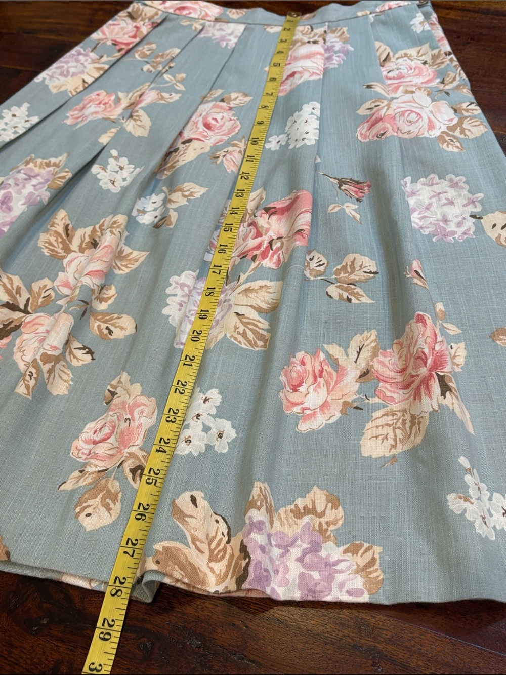 Vintage Koret Blue and Pink Floral Pleated Cottagecore Midi Skirt size 10 - Picture 12 of 12